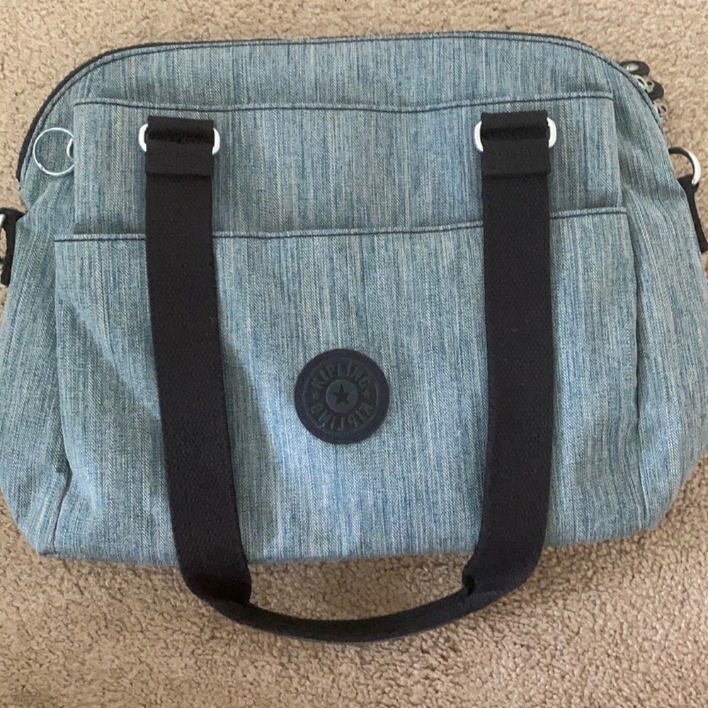Kipling Blue and Black Laptop Bag with Sturdy Handles (no strap)